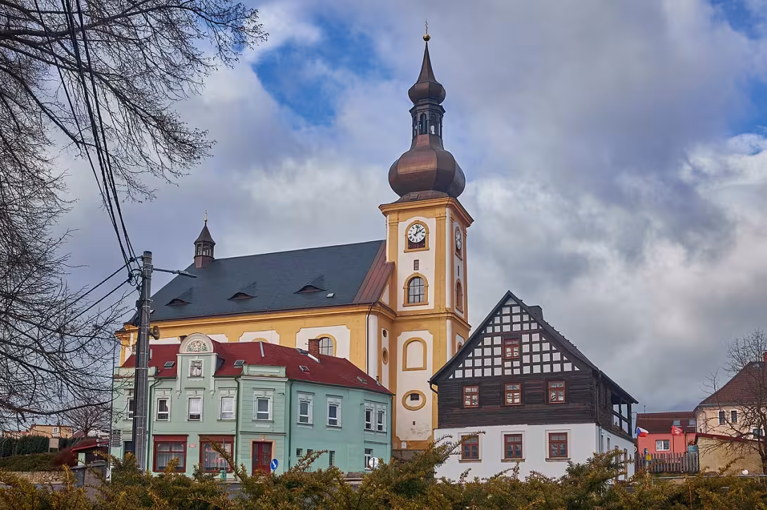 Dnešní pohled – Kostel svatého Jana Křtitele (Skalná)