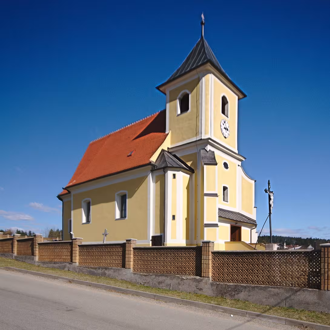 Dnešní pohled – kostel Narození svatého Jana Křtitele (Černovice)
