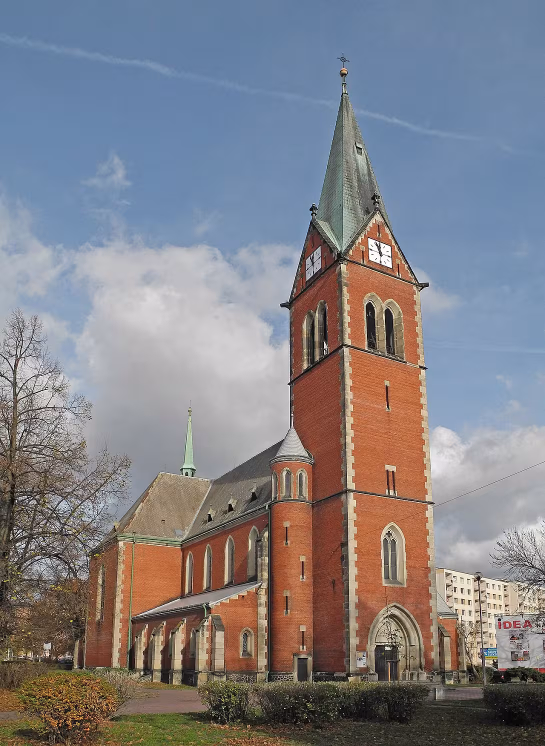 Dnešní pohled – Červený kostel v Teplicích