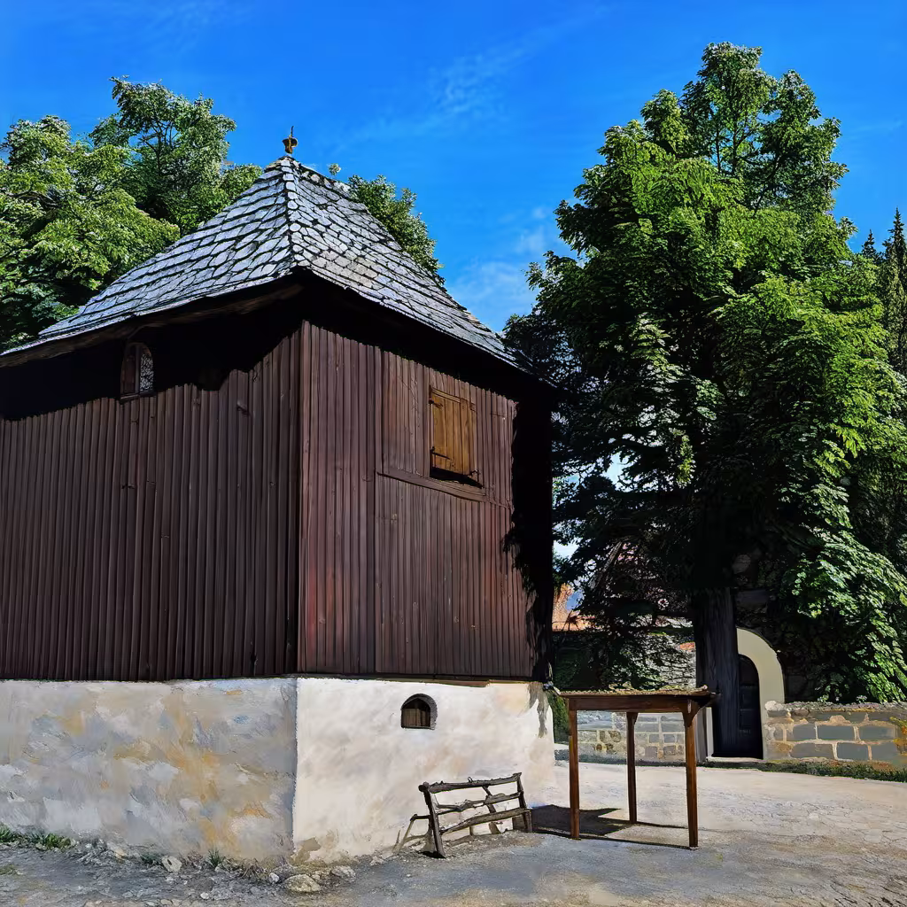 Historická podoba – Dřevěná zvonice u kostela Stětí sv. Jana v Hostivaři