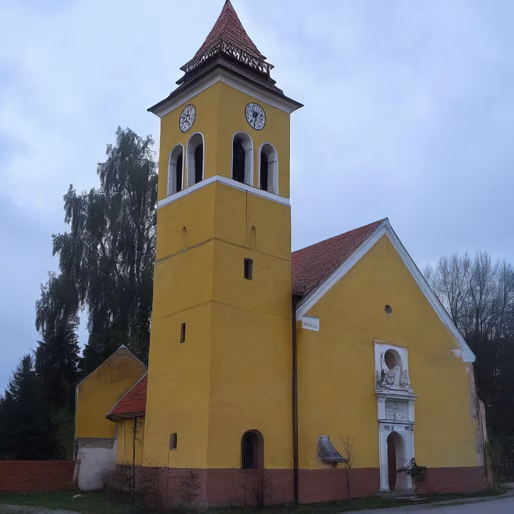 Historická podoba – evangelický kostel v Hrubé Vrbce