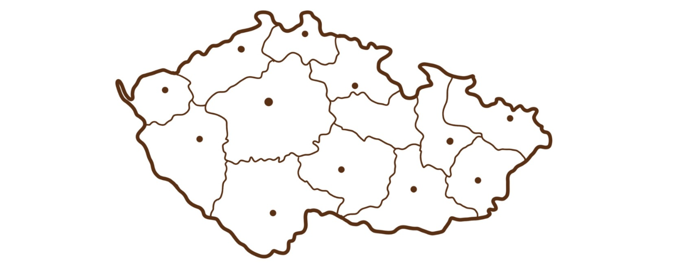 Mapa České republiky — přehled krajů